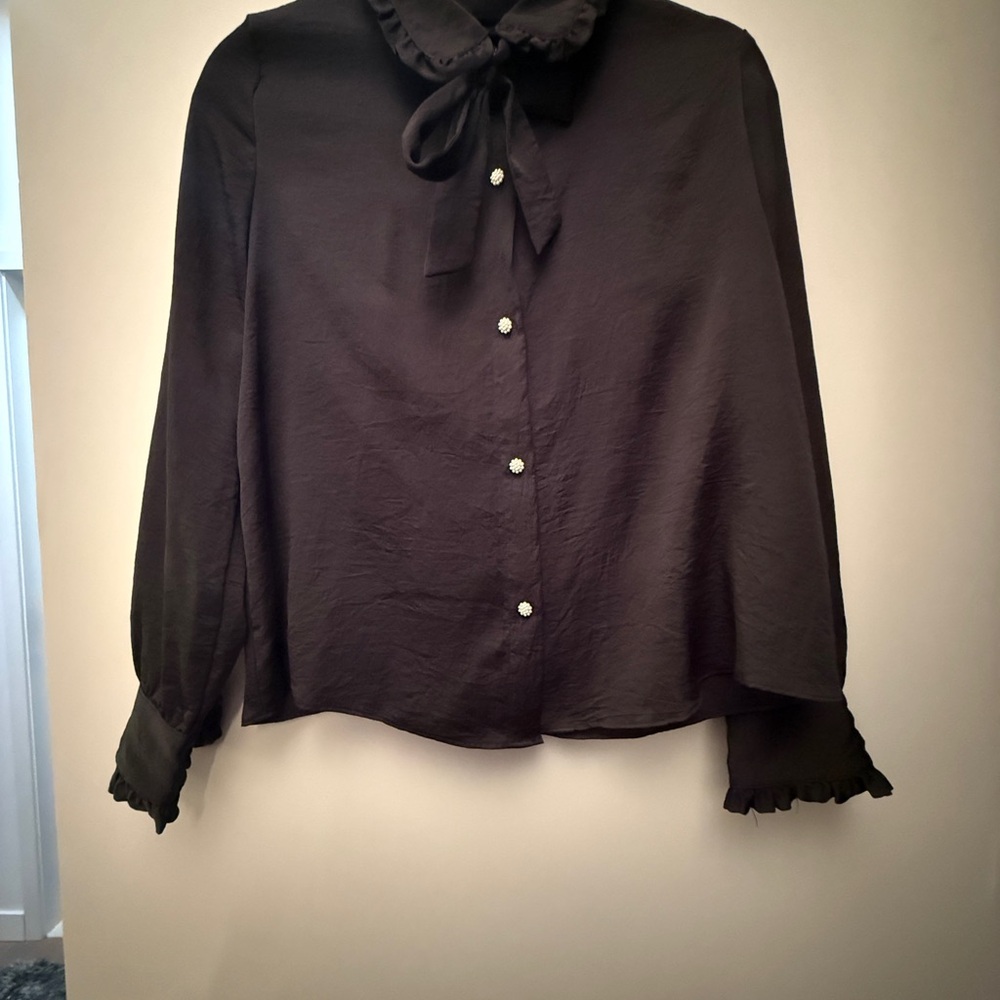 Elegant Black Ruffle Blouse